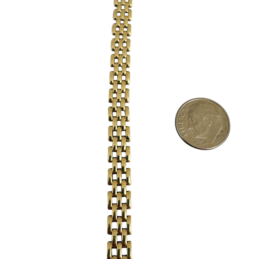 14k Yellow Gold 10.3g Ladies Polished 7.5mm Panther Link Bracelet Italy 7"