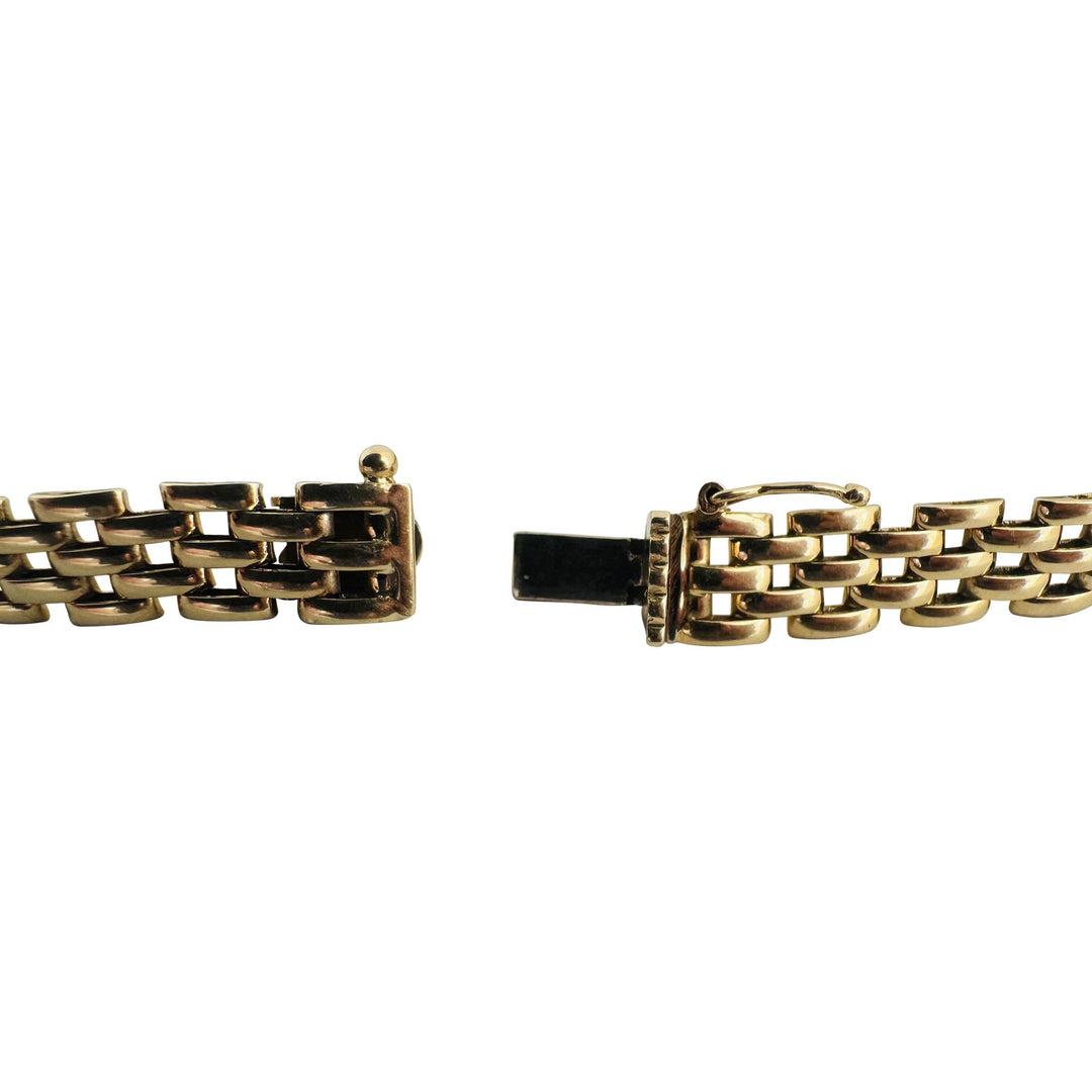 14k Yellow Gold 10.3g Ladies Polished 7.5mm Panther Link Bracelet Italy 7"