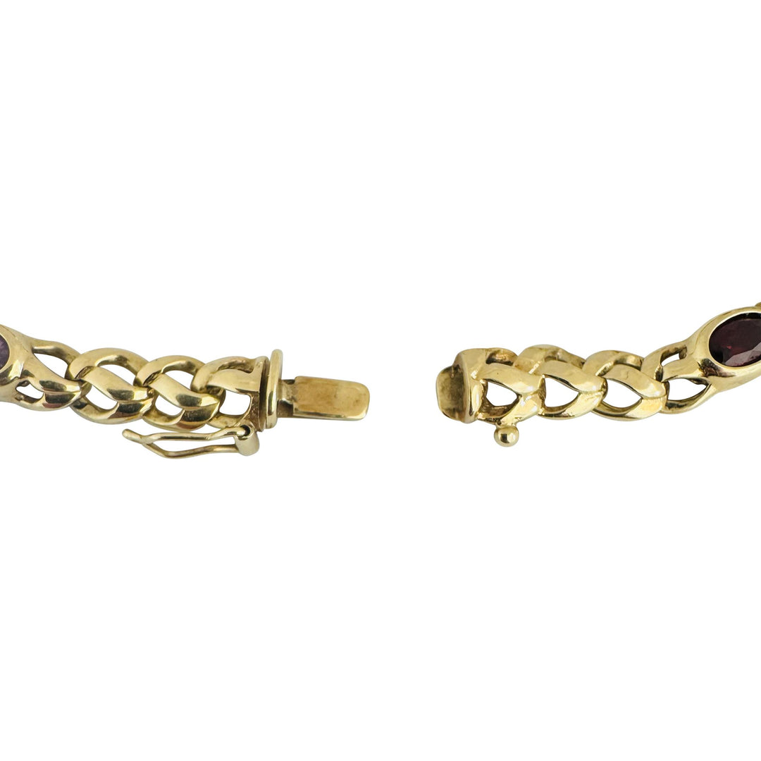 14k Yellow Gold 14.7g Multi Bezel Set Gemstones Fancy Link Bracelet 7"
