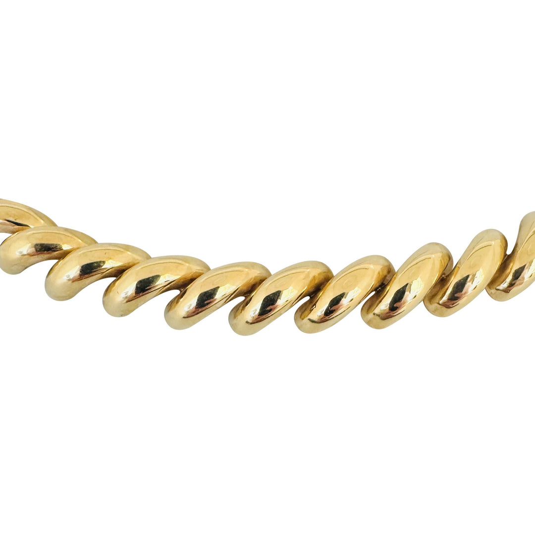 14k Yellow Gold 50.3g Heavy Polished 12mm San Marco Link Necklace Italy 16"
