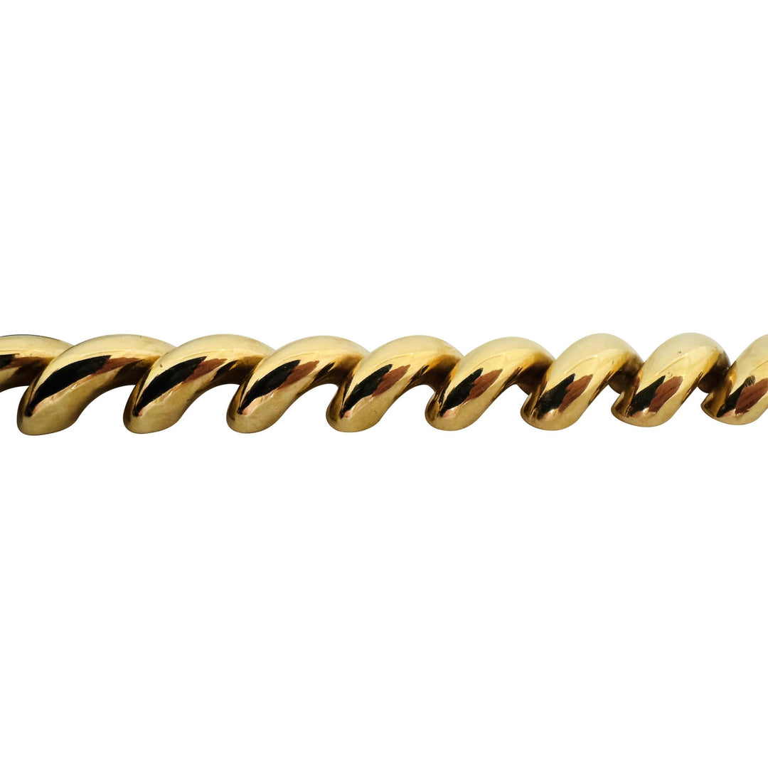 14k Yellow Gold 50.3g Heavy Polished 12mm San Marco Link Necklace Italy 16"