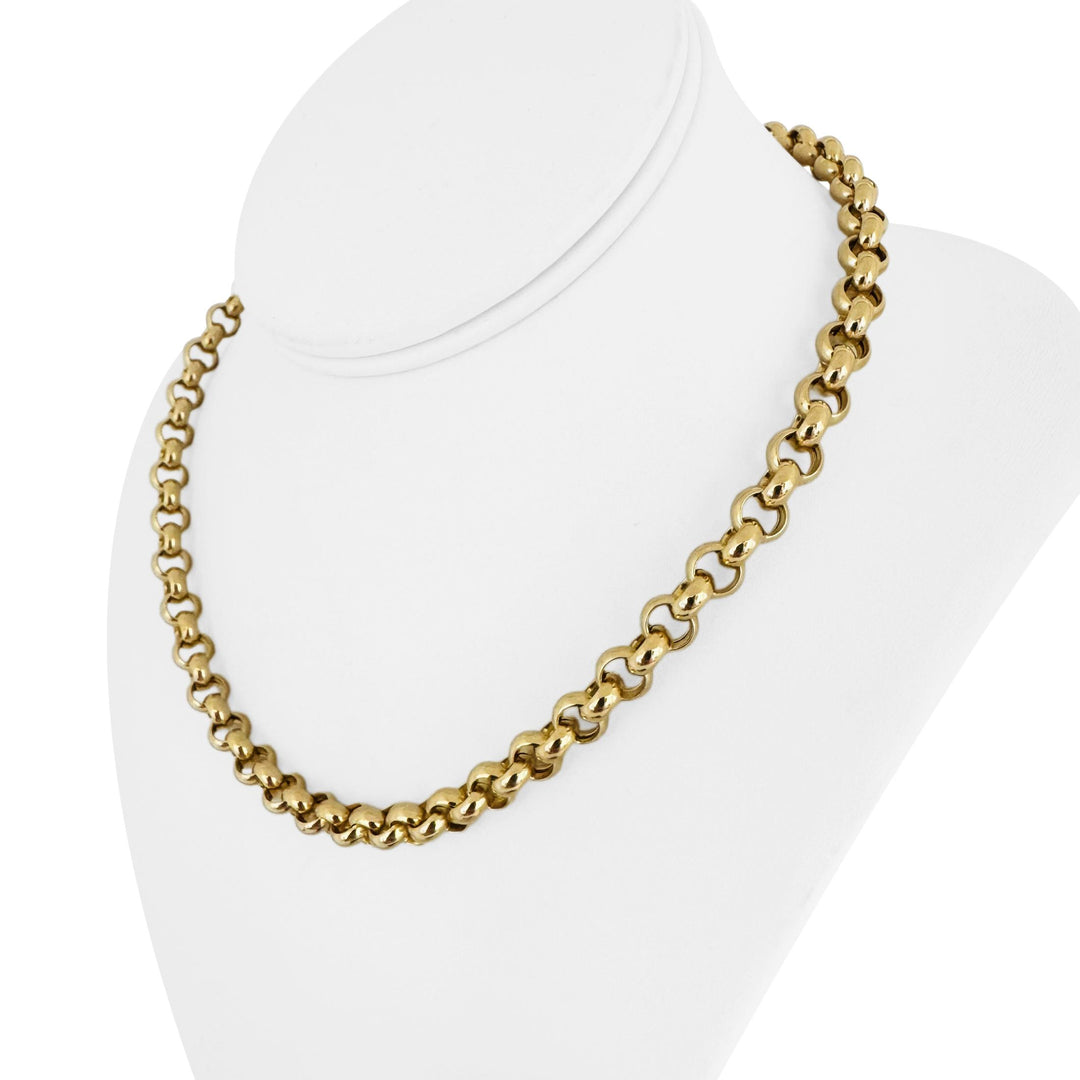 14k Yellow Gold 14.9g Hollow Polished 7.5mm Rolo Link Chain Necklace 17"