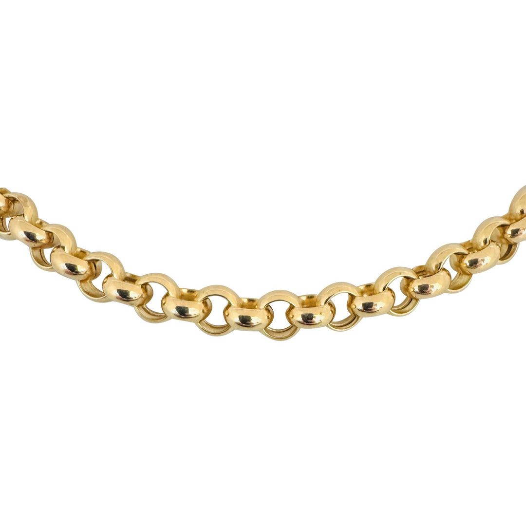 14k Yellow Gold 14.9g Hollow Polished 7.5mm Rolo Link Chain Necklace 17"