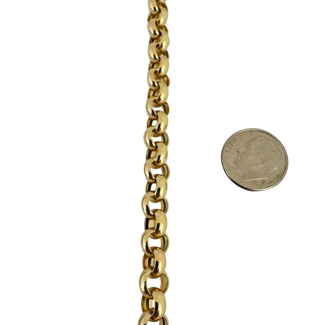 14k Yellow Gold 14.9g Hollow Polished 7.5mm Rolo Link Chain Necklace 17"