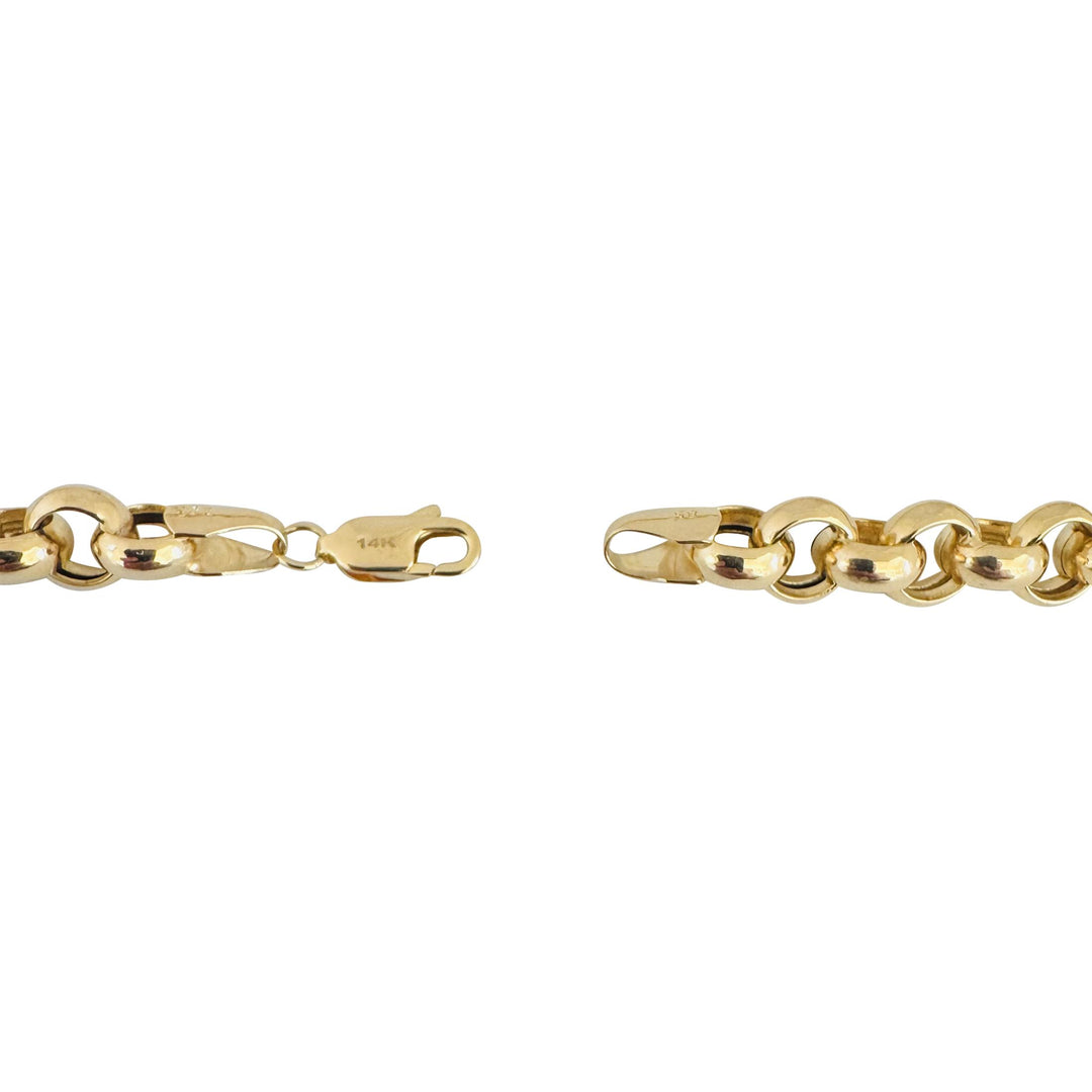 14k Yellow Gold 14.9g Hollow Polished 7.5mm Rolo Link Chain Necklace 17"