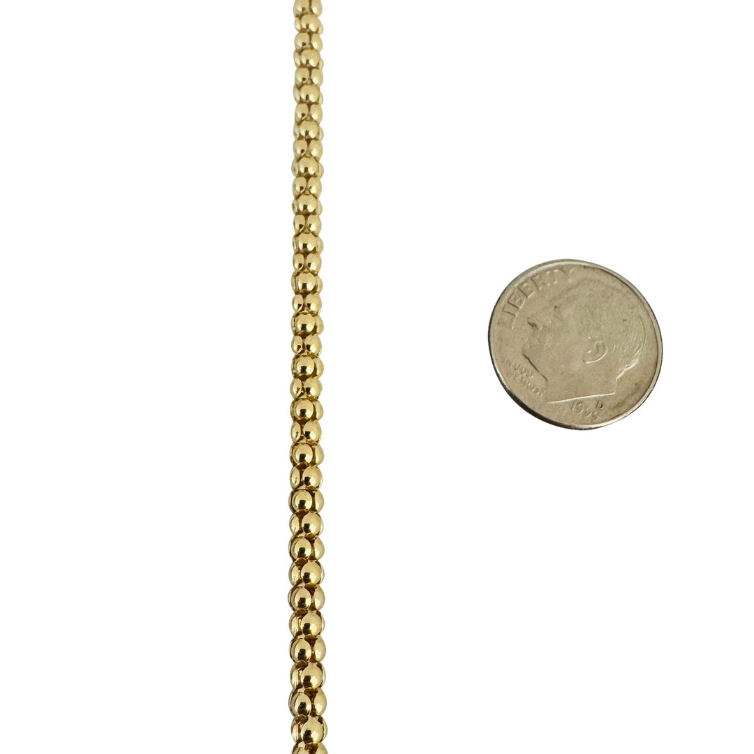 14k Yellow Gold 11.6g Ladies 3.5mm Popcorn Link Necklace 20"