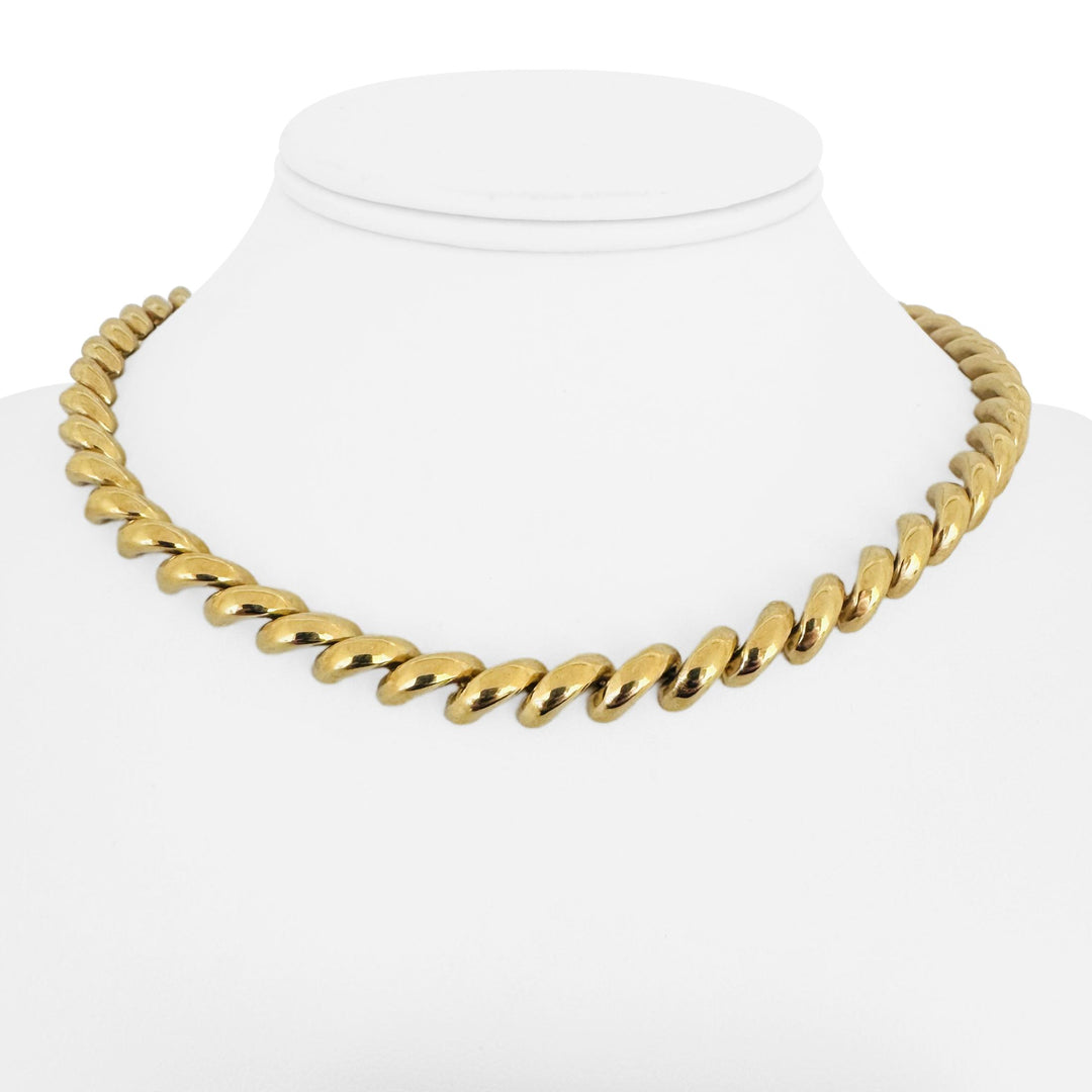 14k Yellow Gold 32.7g Ladies Polished 7.5mm San Marco Link Necklace 16"