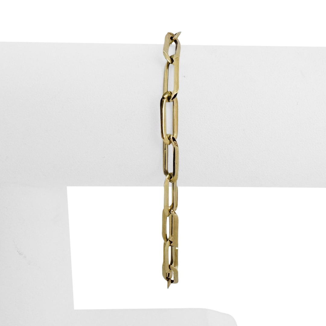14k Yellow Gold 1.7g Hollow Very Light Flattened Oval Link Bracelet Italy 7.25"
