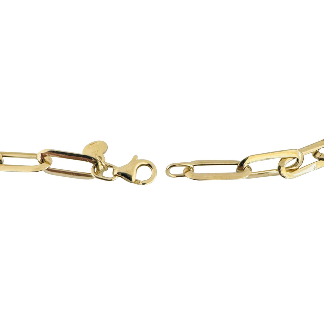 14k Yellow Gold 1.7g Hollow Very Light Flattened Oval Link Bracelet Italy 7.25"
