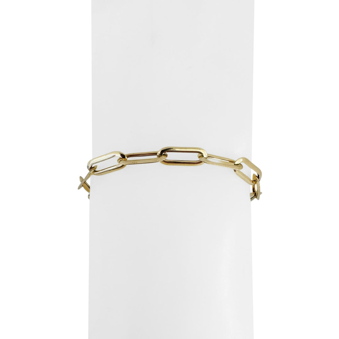 14k Yellow Gold 1.7g Hollow Very Light Flattened Oval Link Bracelet Italy 7.25"
