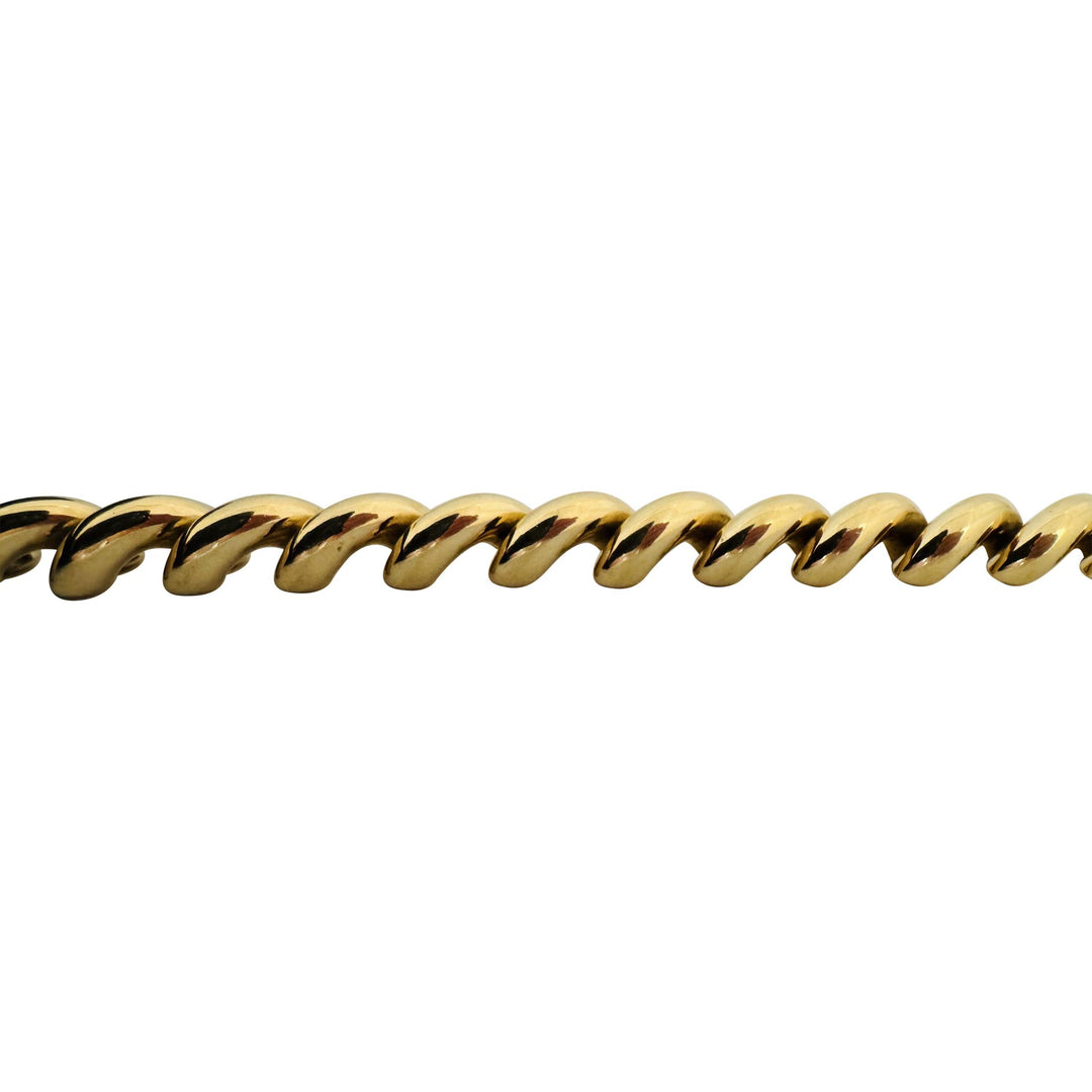 14k Yellow Gold 18.5g Ladies Polished 8mm San Marco Link Bracelet 7"