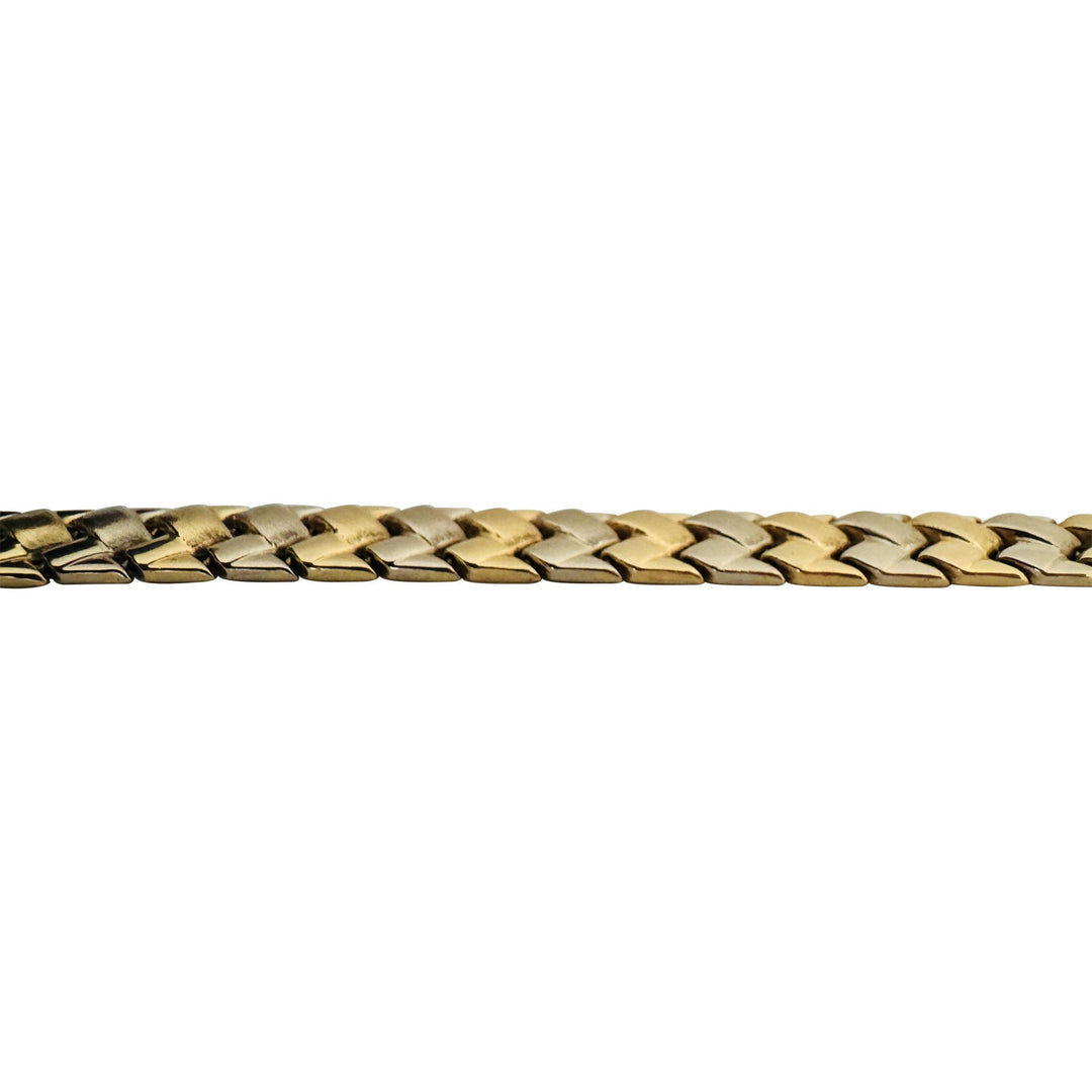 14k Yellow and White Gold 10.7g Ladies 8mm Braided Link Bracelet Turkey 7.25"