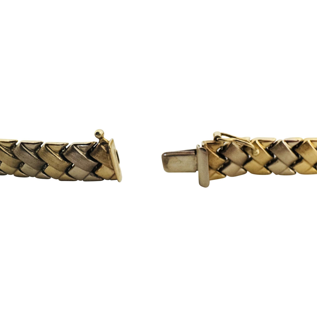 14k Yellow and White Gold 10.7g Ladies 8mm Braided Link Bracelet Turkey 7.25"