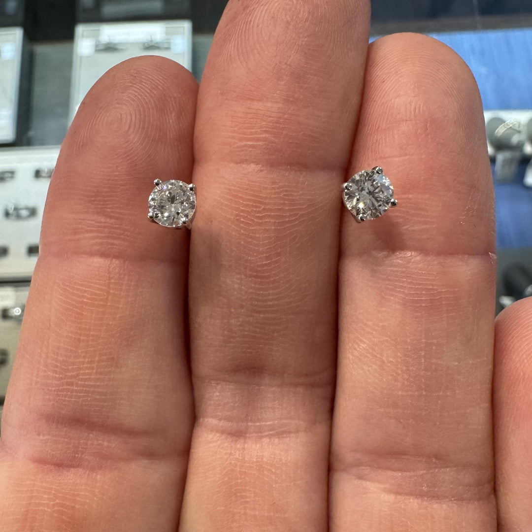 Brand New 1cttw Natural Diamond Stud Earrings in 14k White Gold