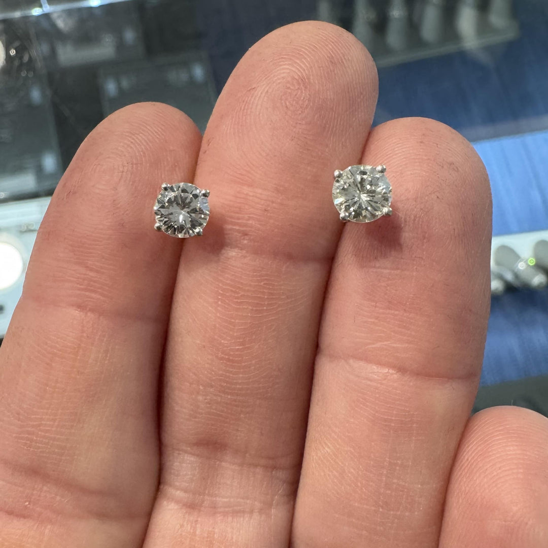 Brand New 1.50cttw Natural Diamond Stud Earrings in 14k White Gold