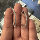 Brand New 1.75cttw Natural Diamond Hoop Earrings in 14k White Gold