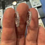 Brand New 1.50cttw Natural Diamond Chunky Hoop Earrings in 14k White Gold