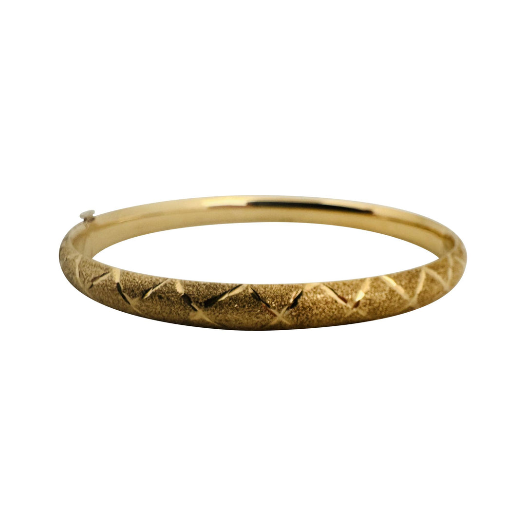 14k Yellow Gold 6.2g Ladies Textured 6mm Bangle Bracelet 7.25"