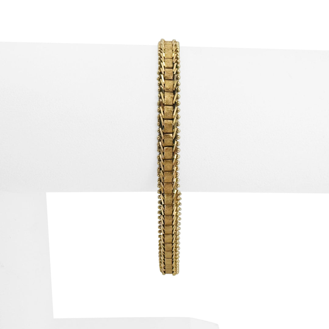 14k Yellow Gold 9.8g Solid Ladies 6mm Beaded Link Bracelet 7"