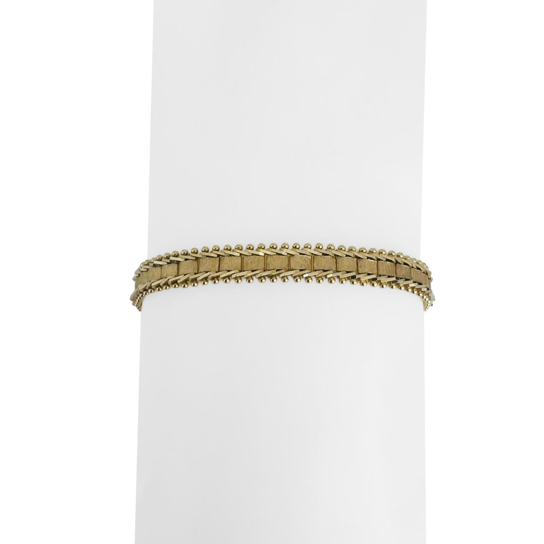 14k Yellow Gold 9.8g Solid Ladies 6mm Beaded Link Bracelet 7"