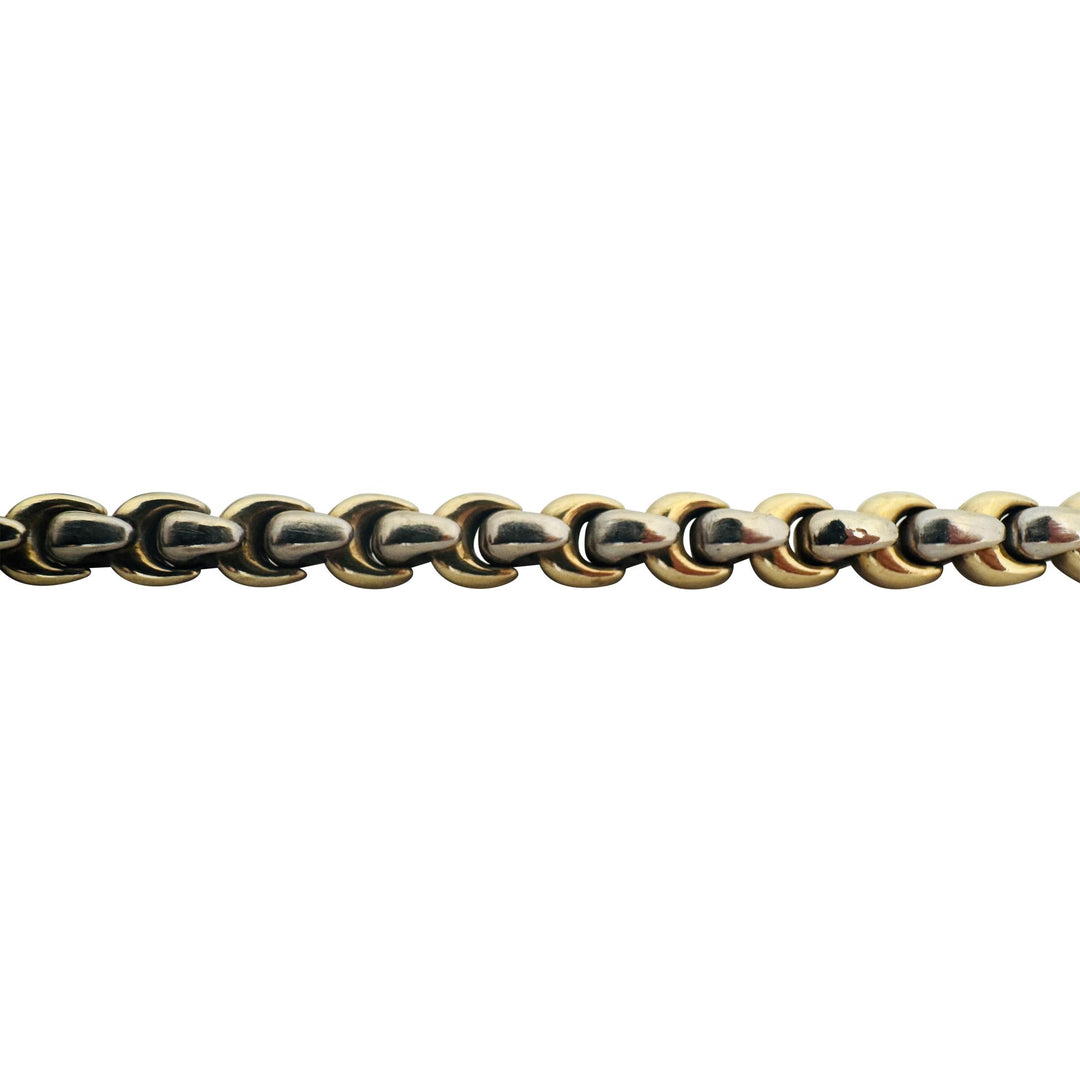 14k Yellow and White Gold 19g Solid Two Tone Fancy Link Bracelet Italy 7"