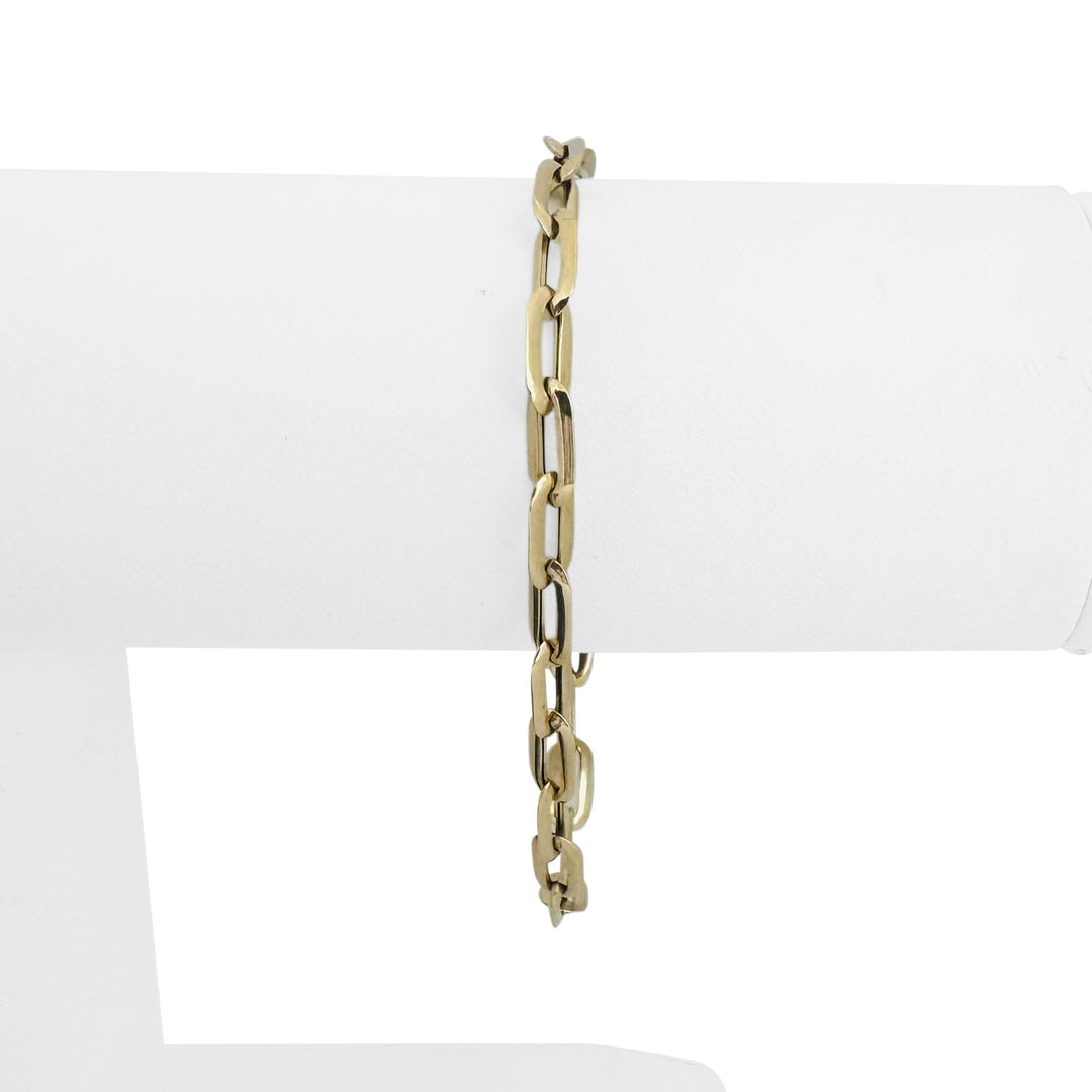 14k Yellow Gold 1.7g Hollow Very Light 5mm Flattened Oval Link Bracelet Italy 7"