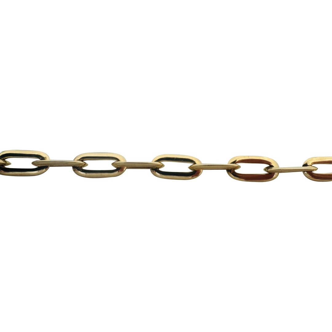 14k Yellow Gold 1.7g Hollow Very Light 5mm Flattened Oval Link Bracelet Italy 7"