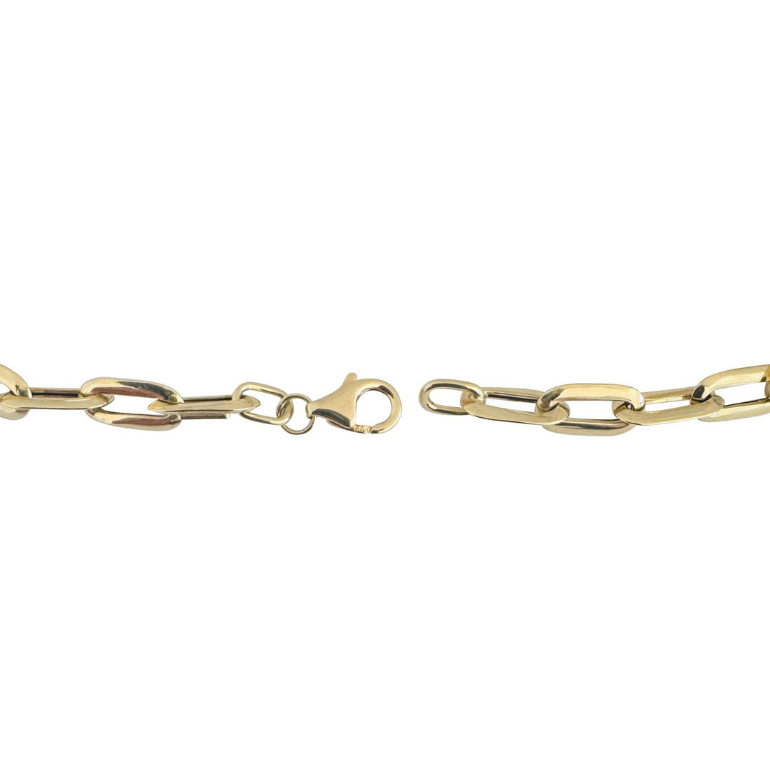 14k Yellow Gold 1.7g Hollow Very Light 5mm Flattened Oval Link Bracelet Italy 7"