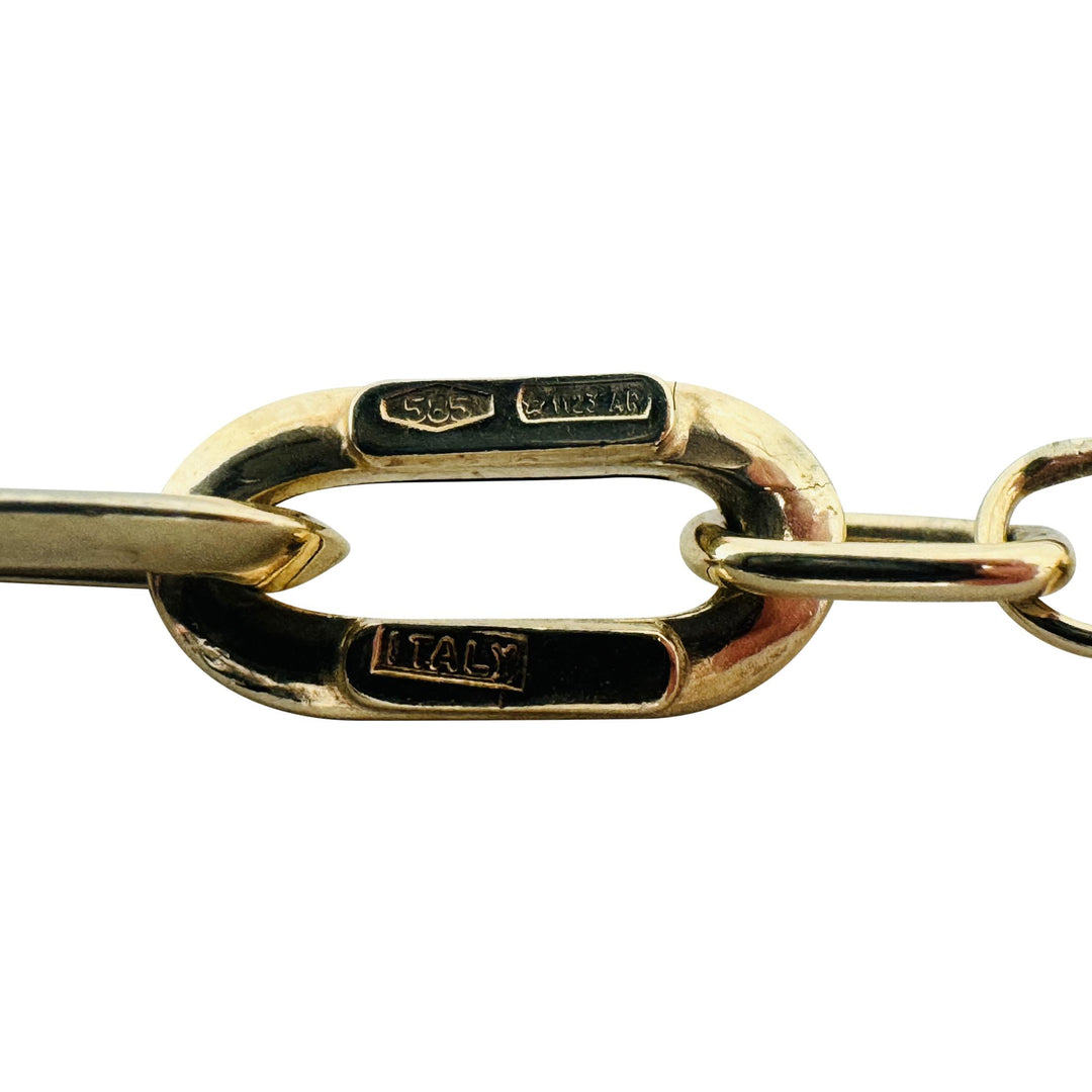 14k Yellow Gold 1.7g Hollow Very Light 5mm Flattened Oval Link Bracelet Italy 7"