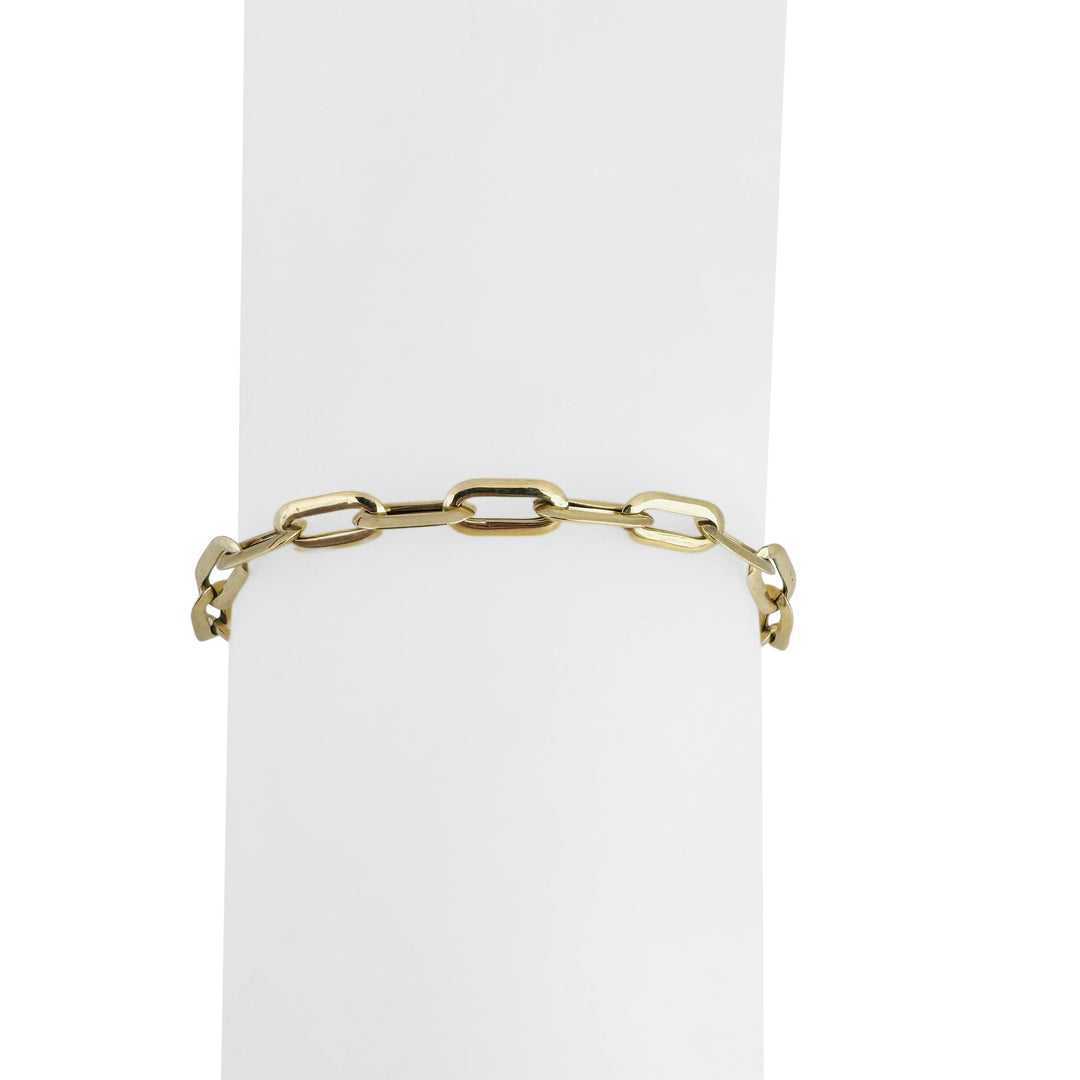 14k Yellow Gold 1.7g Hollow Very Light 5mm Flattened Oval Link Bracelet Italy 7"