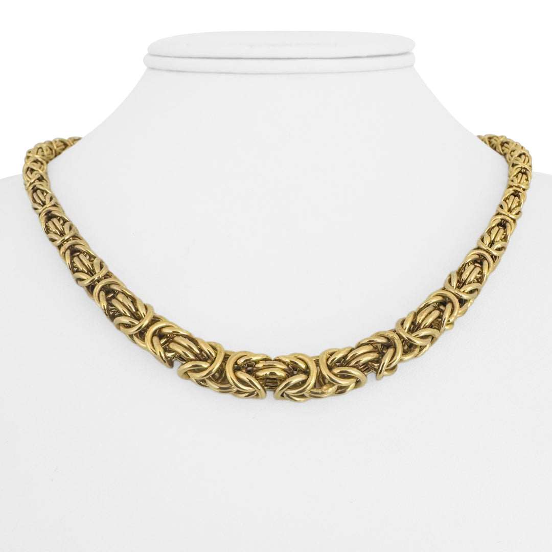 14k Yellow Gold 15.5g Milor Squared Graduated Byzantine Link Necklace Italy 18"