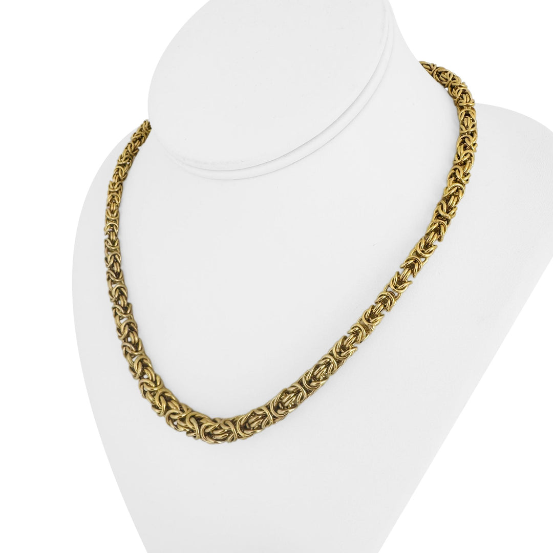 14k Yellow Gold 15.5g Milor Squared Graduated Byzantine Link Necklace Italy 18"