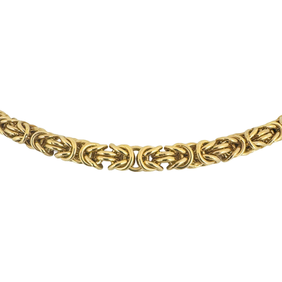 14k Yellow Gold 15.5g Milor Squared Graduated Byzantine Link Necklace Italy 18"