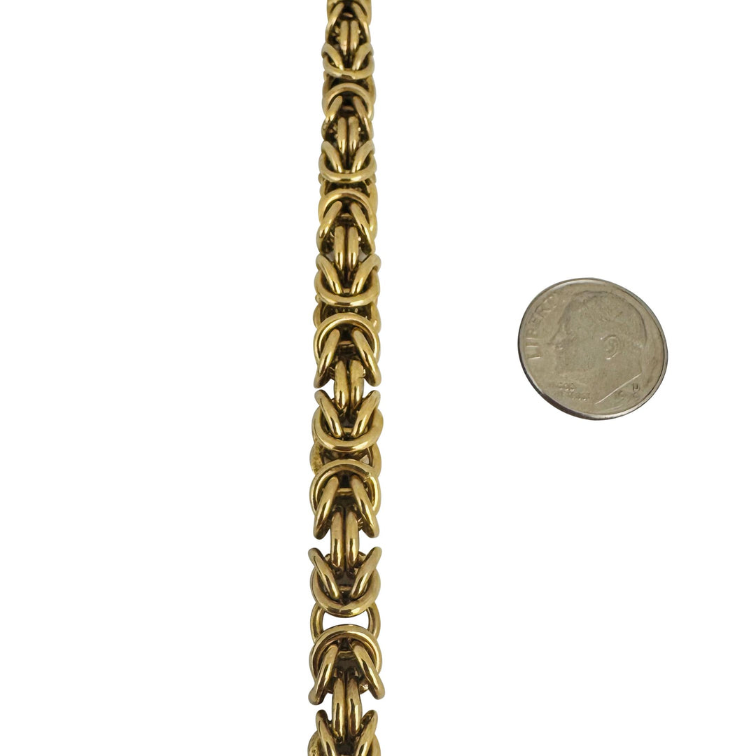 14k Yellow Gold 15.5g Milor Squared Graduated Byzantine Link Necklace Italy 18"