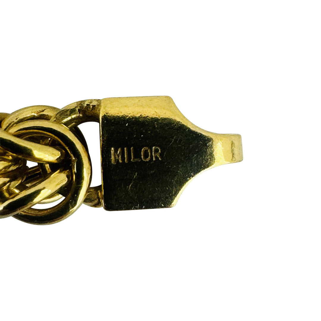 14k Yellow Gold 15.5g Milor Squared Graduated Byzantine Link Necklace Italy 18"