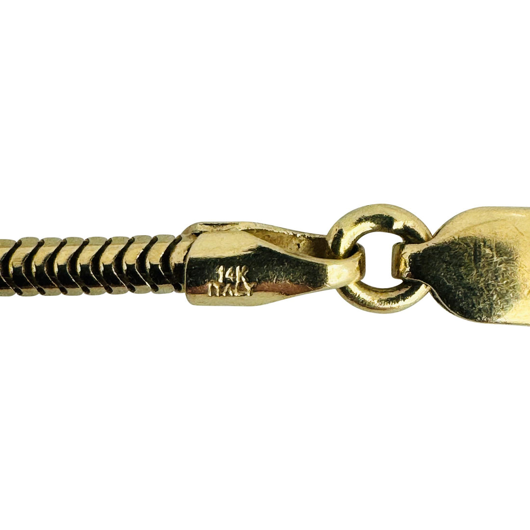 14k Yellow Gold 5.5g Solid Thin 1.5mm Snake Link Necklace Italy 18"