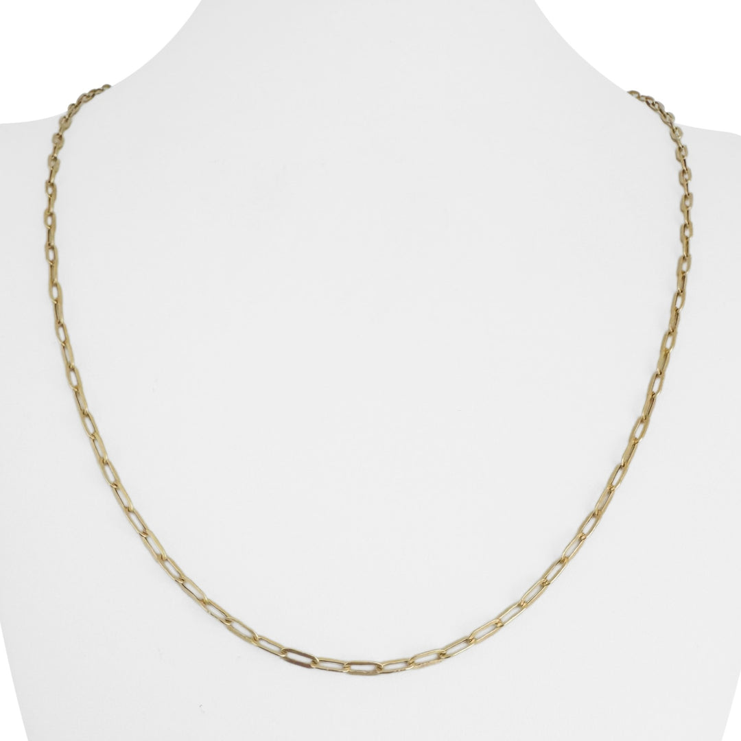 14k Yellow Gold 2.6g Hollow Very Light 3mm Paperclip Link Necklace Italy 22"