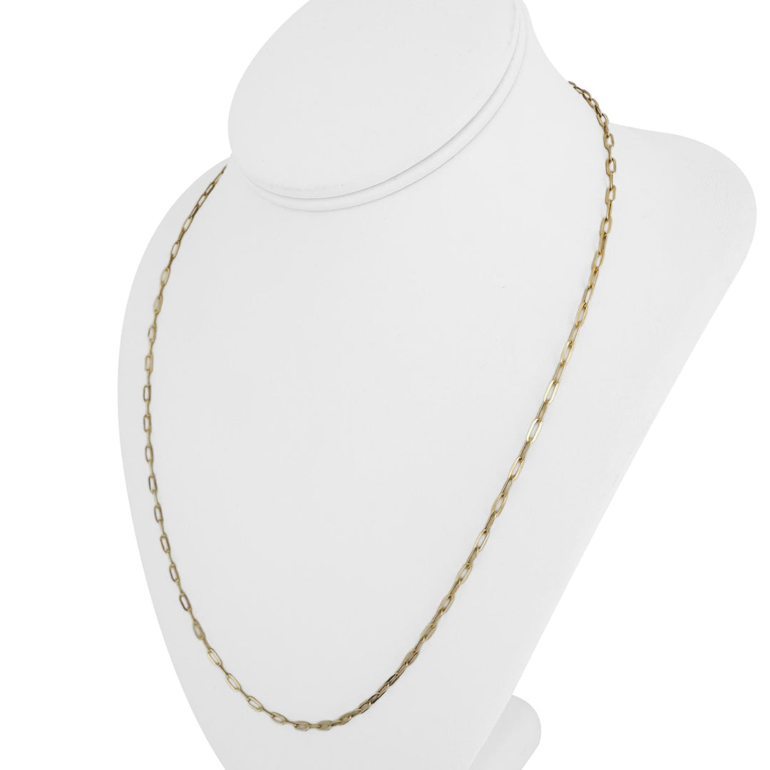 14k Yellow Gold 2.6g Hollow Very Light 3mm Paperclip Link Necklace Italy 22"