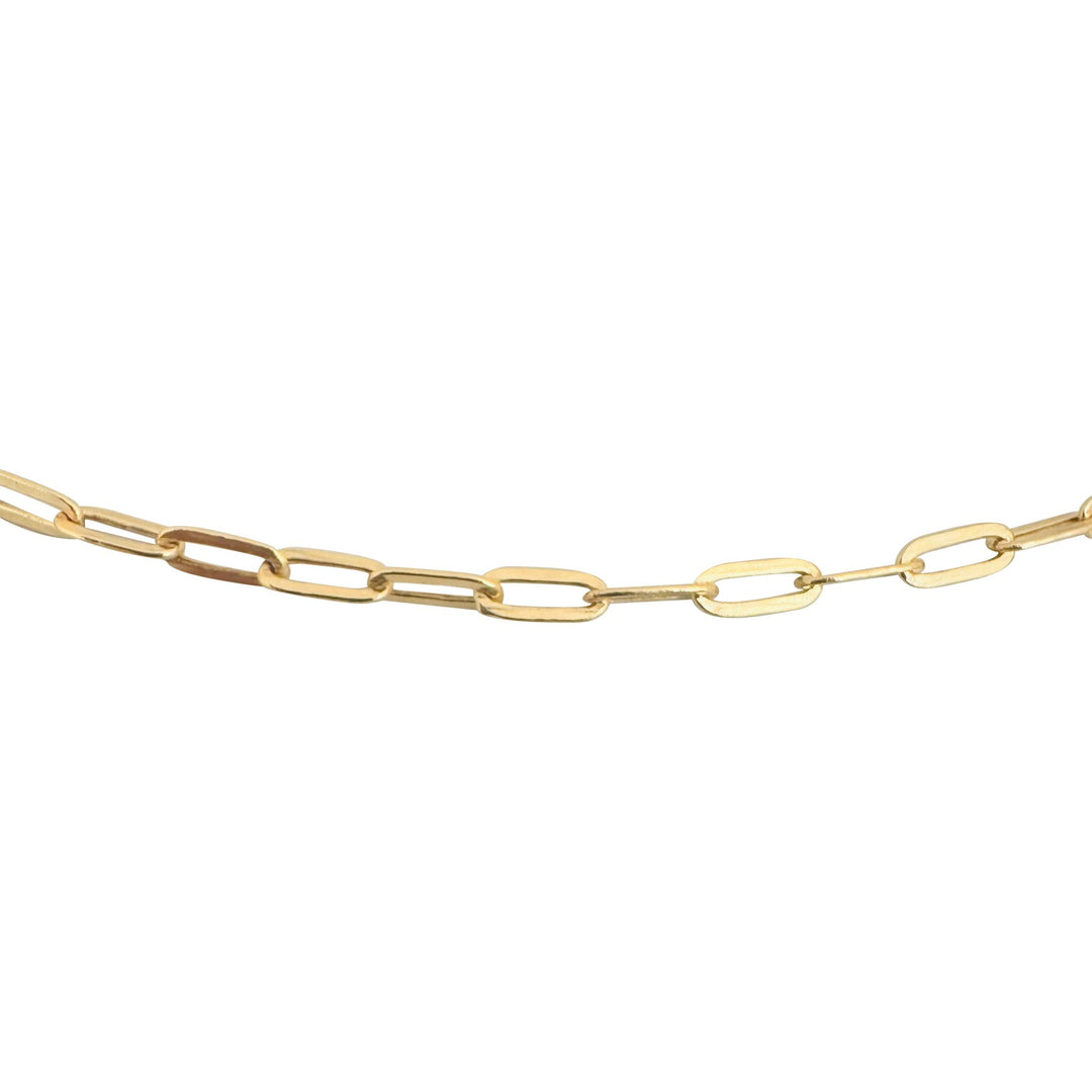 14k Yellow Gold 2.6g Hollow Very Light 3mm Paperclip Link Necklace Italy 22"
