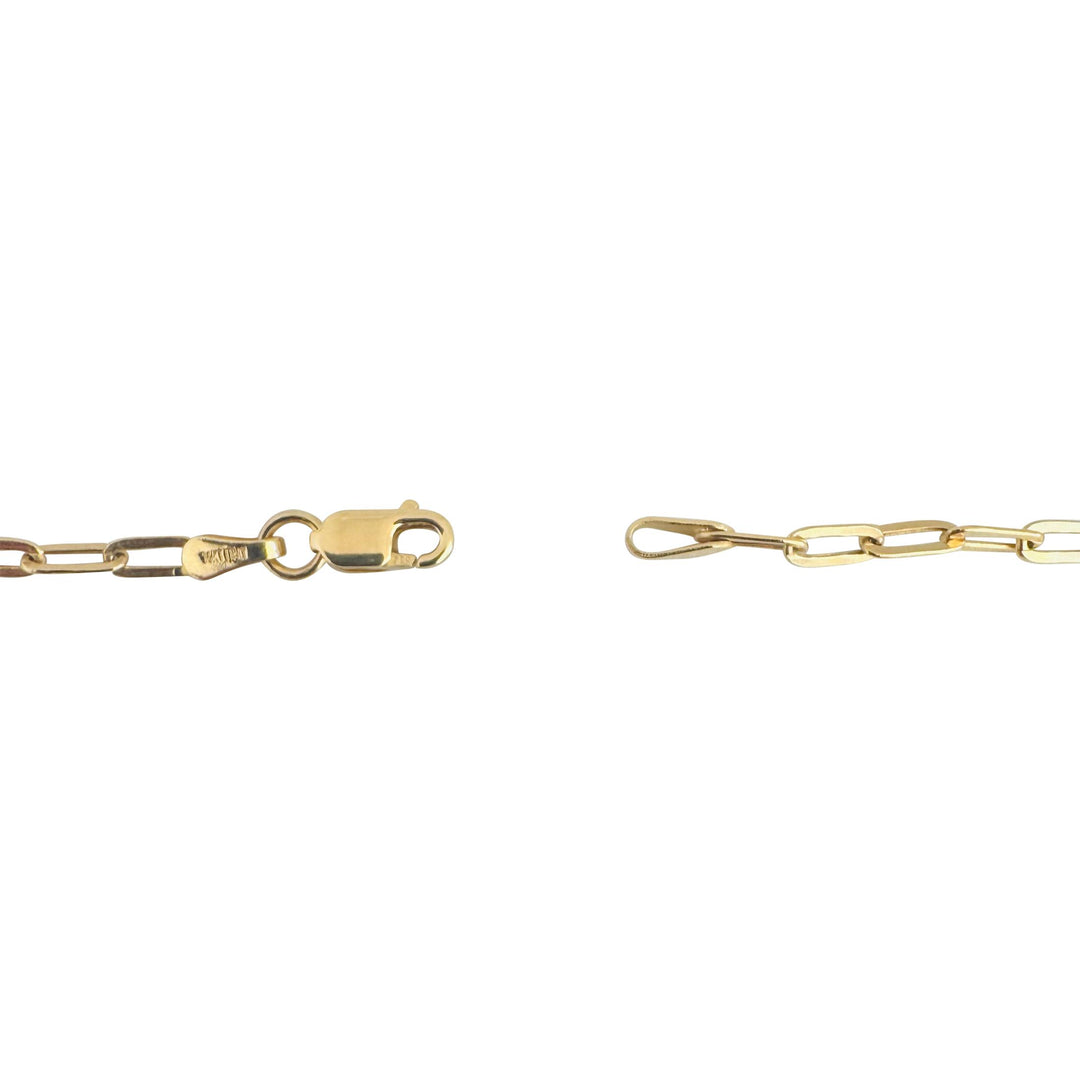14k Yellow Gold 2.6g Hollow Very Light 3mm Paperclip Link Necklace Italy 22"