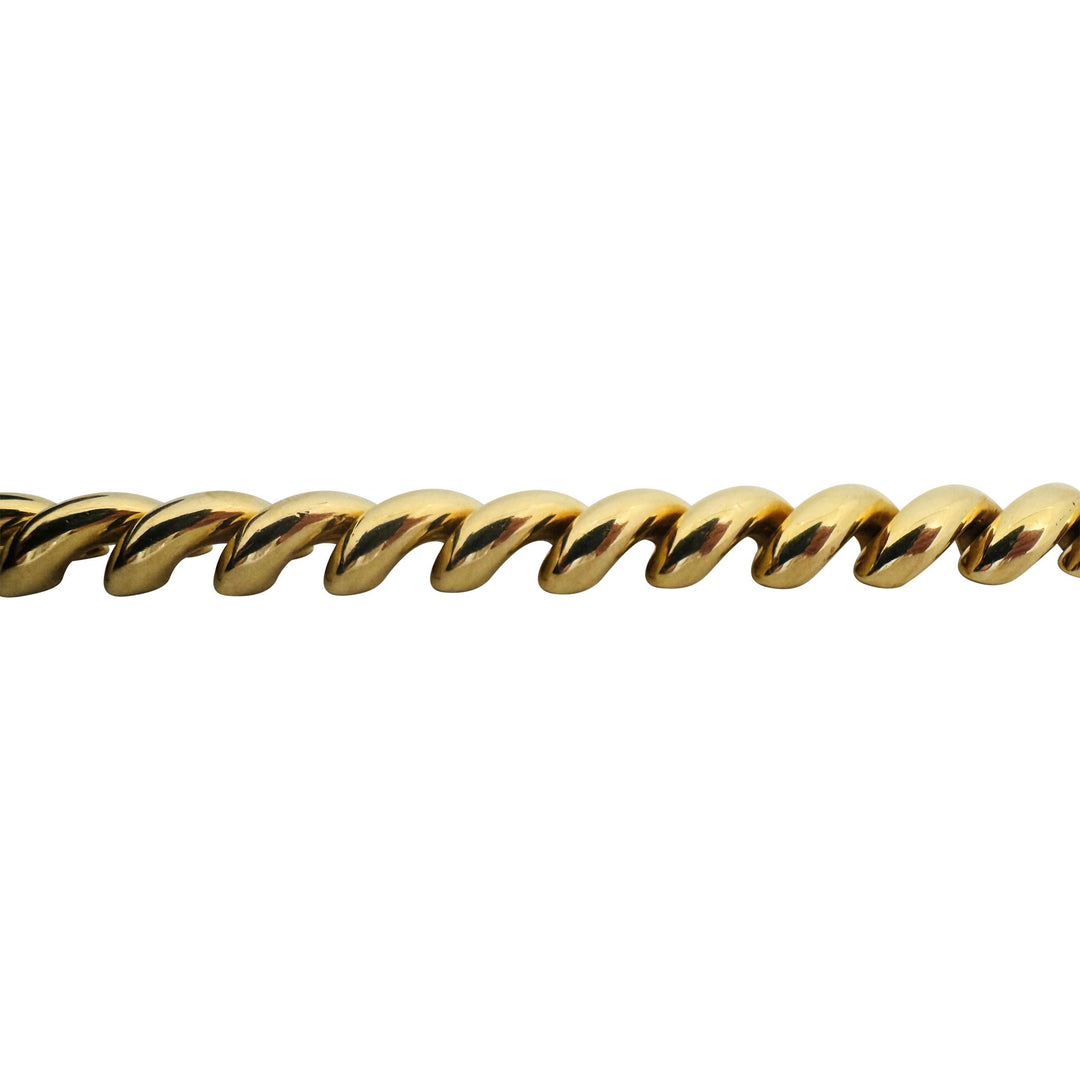 14k Yellow Gold 22.4g Ladies Polished 9mm San Marco Link Bracelet Italy 7.25"