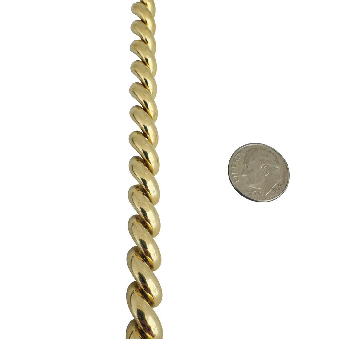 14k Yellow Gold 22.4g Ladies Polished 9mm San Marco Link Bracelet Italy 7.25"