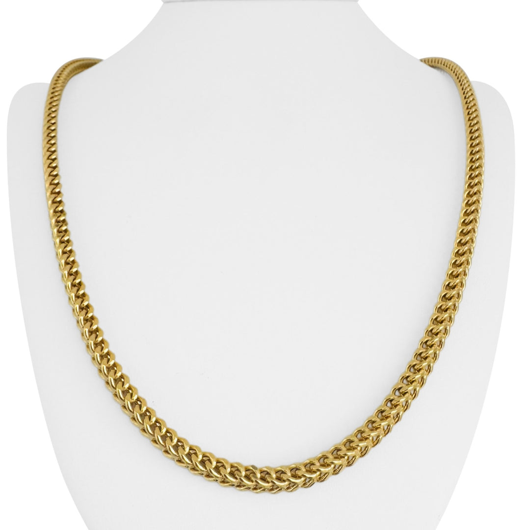 14k Yellow Gold 27.4g Thick Squared 4.5mm Franco Link Chain Necklace 24"