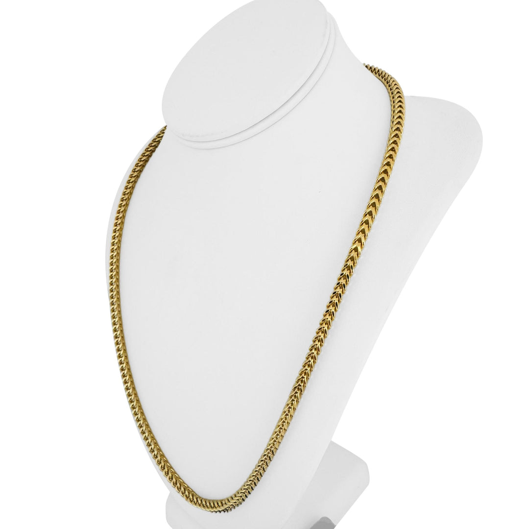 14k Yellow Gold 27.4g Thick Squared 4.5mm Franco Link Chain Necklace 24"