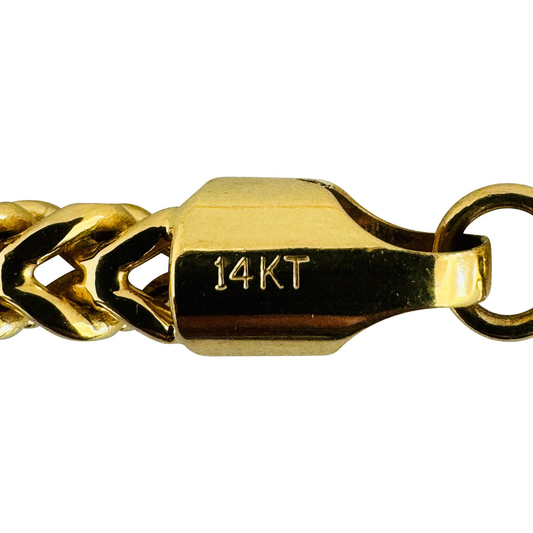 14k Yellow Gold 27.4g Thick Squared 4.5mm Franco Link Chain Necklace 24"