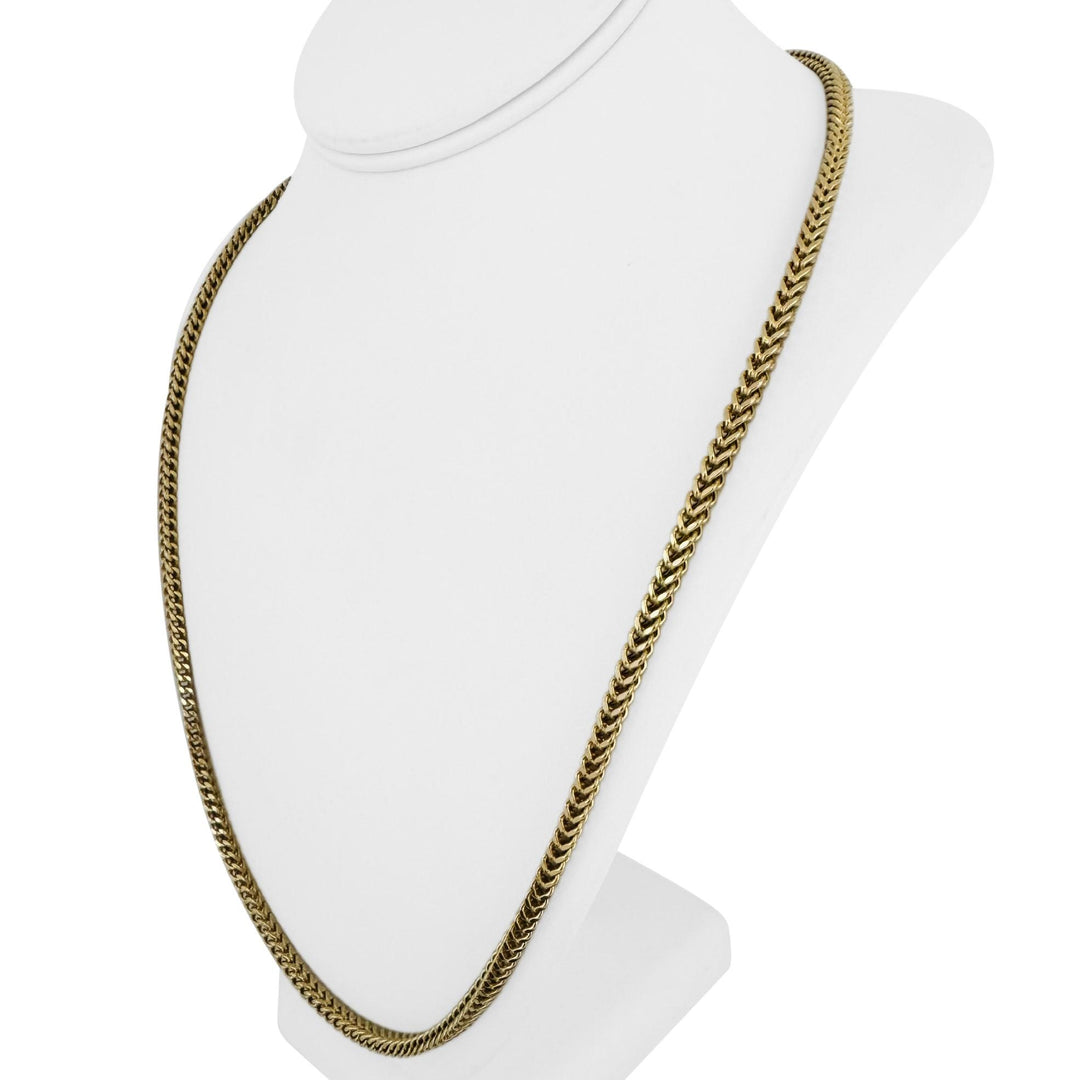 14k Yellow Gold 21.3g Squared 4mm Franco Link Chain Necklace 26"