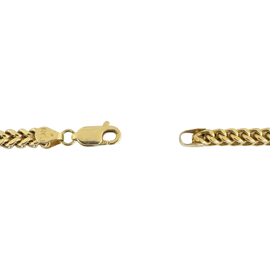 14k Yellow Gold 21.3g Squared 4mm Franco Link Chain Necklace 26"