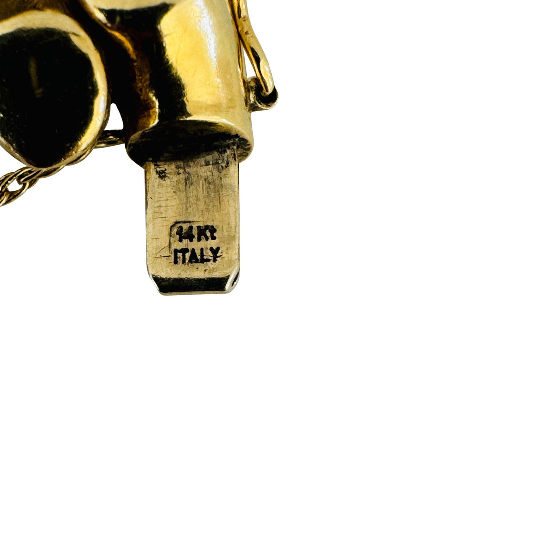 14k Yellow Gold 26.8g Polished and Brushed 12mm San Marco Link Bracelet Italy 7"