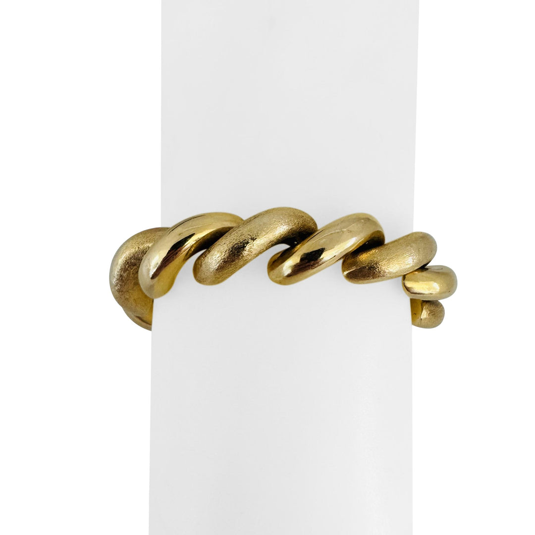 14k Yellow Gold 26.8g Polished and Brushed 12mm San Marco Link Bracelet Italy 7"