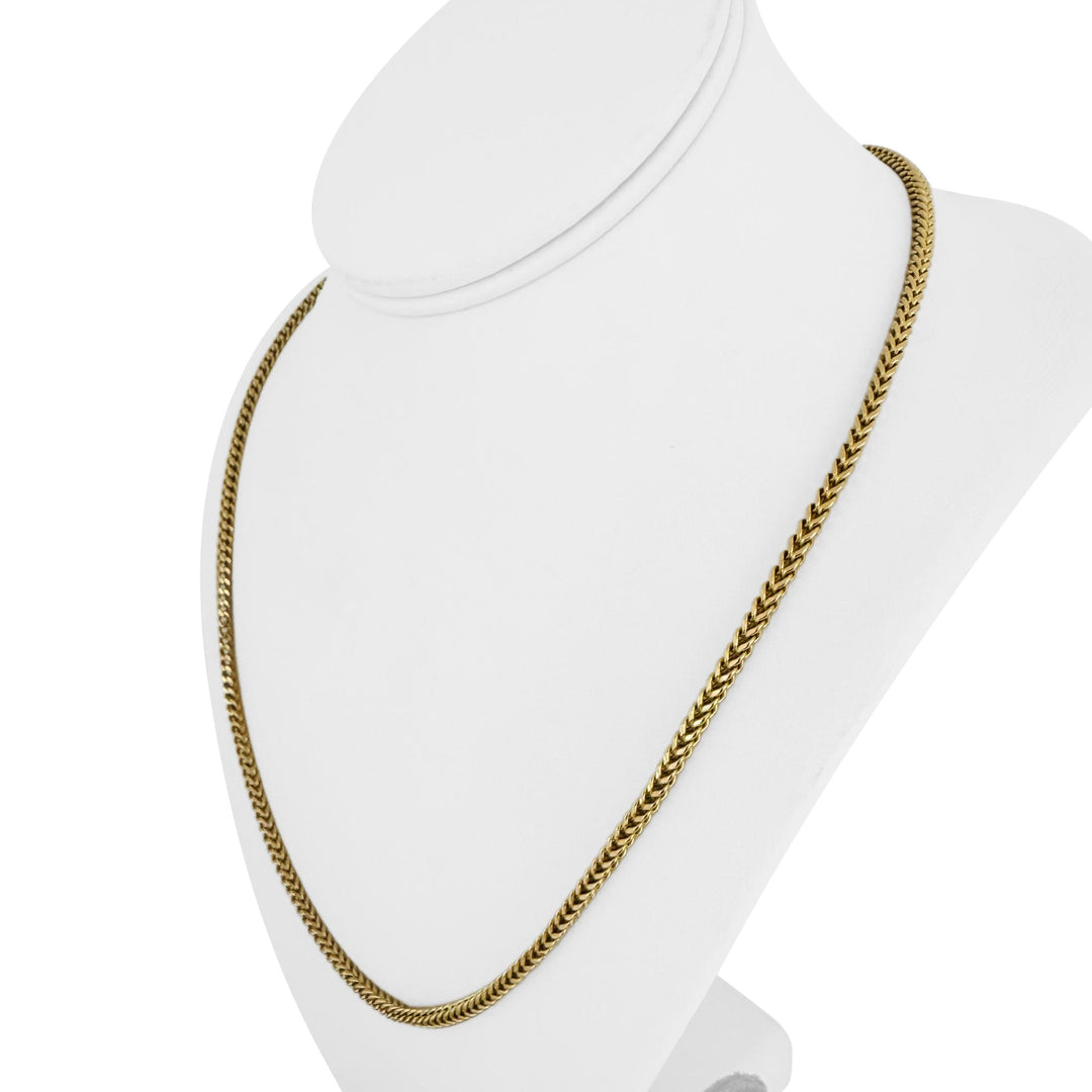 14k Yellow Gold 12.5g Squared 3mm Franco Link Chain Necklace 22"